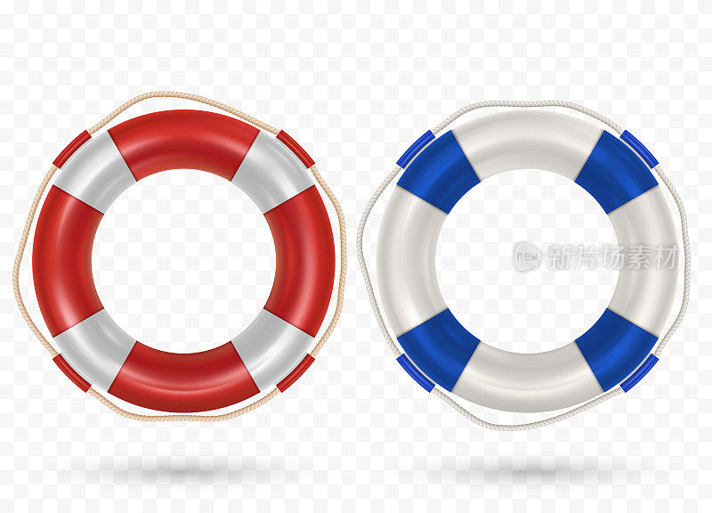 Illustration of lifebuoy ring with rope isolated